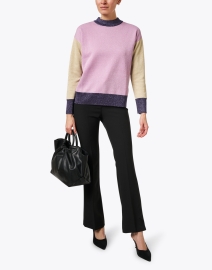 Look image thumbnail - Boss - Fangal Pink and Beige Colorblock Sweater
