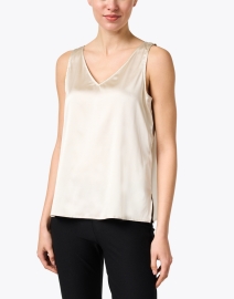 Front image thumbnail - Eileen Fisher - Beige Silk Charmeuse Top