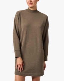 Front image thumbnail - Vince - Olive Green Cotton Jersey Dress