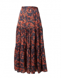 Carlisa Orange and Navy Floral Cotton Silk Skirt