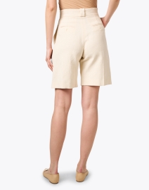 Back image thumbnail - Ines de la Fressange - Odette Ivory Cotton Linen Shorts