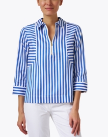 Front image thumbnail - Hinson Wu - Alexxis Blue and White Striped Blouse