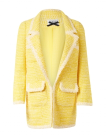 Yellow and White Tweed Notch Collar Jacket