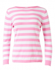 Pink and White Stripe Cotton Boatneck Sweater