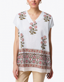 Front image thumbnail - Roller Rabbit - Anaji Ivory Flower Palace Floral Print Top