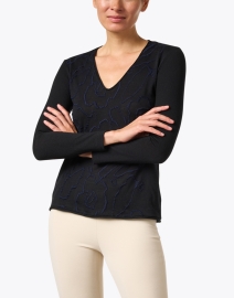 Front image thumbnail - WHY CI - Black Floral Embroidered Wool Sweater