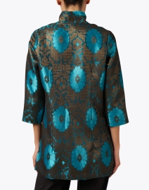 Back image thumbnail - Connie Roberson - Rita Turquoise and Gold Medallion Print Jacket