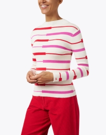 Front image thumbnail - Frances Valentine - Marie Ivory Multi Stripe Wool Sweater