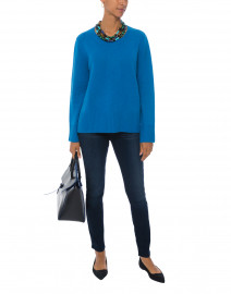 Electric Blue Pleat Back Wool Cashmere Sweater