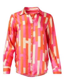 Product image thumbnail - Vilagallo - Gaby Pink Multi Print Silk Shirt
