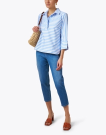 Look image thumbnail - Hinson Wu - Aileen Light Blue and White Striped Cotton Top