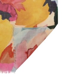 Back image thumbnail - Kinross - Multi Floral Print Silk Cashmere Scarf