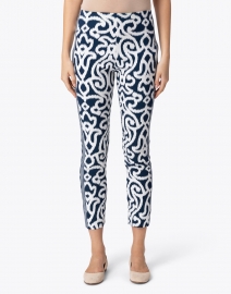 Gretchen Scott - Navy and White Mosaic Printed Pull On Pant 