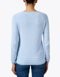 Back image thumbnail - Blue - Blue and White Striped Cotton Sweater