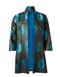 Product image thumbnail - Connie Roberson - Rita Turquoise and Gold Medallion Print Jacket
