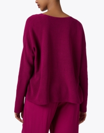 Back image thumbnail - Eileen Fisher - Rhapsody Magenta Cotton Sweater