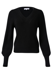 Product image thumbnail - White + Warren - Black Cotton Silk Sweater