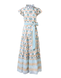 Blue and Gold Print Cotton Voile Dress
