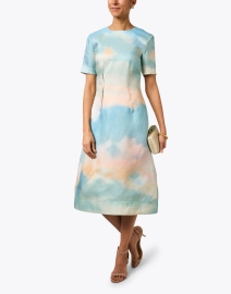 Look image thumbnail - Lafayette 148 New York - Multi Sky Print Silk Dress 