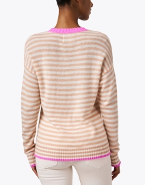 Back image thumbnail - Jumper 1234 - Orange and Pink Striped Cashmere Sweater