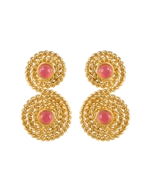 Gold Stone Spiral Drop Earrings