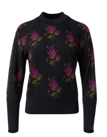 Black Multi Floral Cotton Sweater