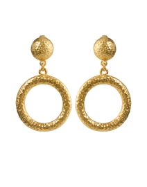 Product image thumbnail - Ben-Amun - Gold Hammered Drop Clip Earrings