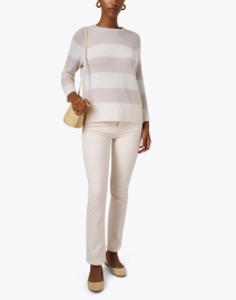 Look image thumbnail - Kinross - Ivory Striped Cashmere Sweater