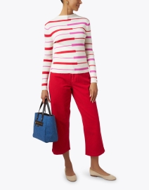 Look image thumbnail - Frances Valentine - Marie Ivory Multi Stripe Wool Sweater
