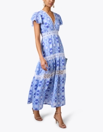 Look image thumbnail - Temptation Positano - Blue Print Linen Maxi Dress