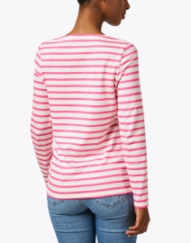 Back image thumbnail - Saint James - Minquidame Pink and White Striped Cotton Top