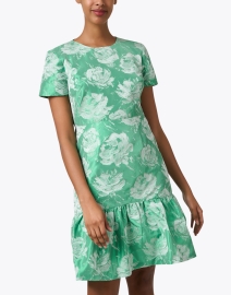 Front image thumbnail - Bigio Collection - Green Floral Jacquard Dress