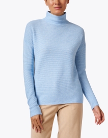 Front image thumbnail - Kinross - Blue Turtleneck Sweater