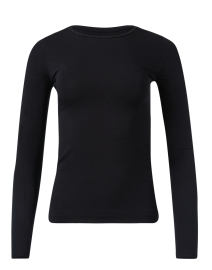 Product image thumbnail - Majestic Filatures - Black Crew Neck Long-Sleeved Stretch Viscose Top