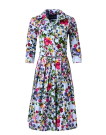 Audrey Blue Floral Print Stretch Cotton Dress