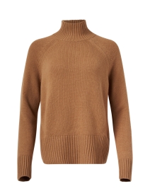 Product image thumbnail - Allude - Camel Wool Cashmere Mock Neck Sweater