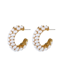 Product image thumbnail - Kenneth Jay Lane - White and Gold Hoop Earrings