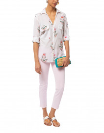 Arelle Ivory and Pink Floral Button Down Shirt