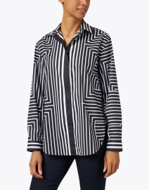 Front image thumbnail - Hinson Wu - Halsey Black and White Abstract Shirt