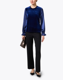 Look image thumbnail - Southcott - Passion Navy Velvet and Charmeuse Top