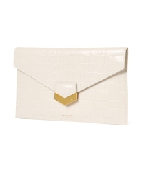 Front image thumbnail - DeMellier - London Ivory Embossed Leather Clutch