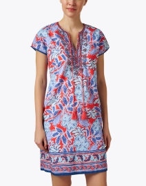 Front image thumbnail - Bella Tu - Audrey Red and Blue Floral Print Cotton Dress