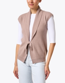 Front image thumbnail - Allude - Brown Cashmere Tie Front Cardigan