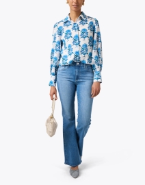 Look image thumbnail - Ro's Garden - Norway Blue and White Floral Cotton Shirt