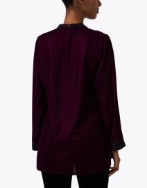 Back image thumbnail - Bella Tu - Rachel Burgundy Embroidered Velvet Tunic Top