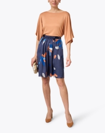 Look image thumbnail - Emporio Armani - Blue Printed Silk Skirt