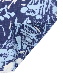 Back image thumbnail - Kinross - Navy Multi Print Silk Cashmere Scarf