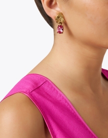 Look image thumbnail - Oscar de la Renta - Pink Crystal Drop Earrings