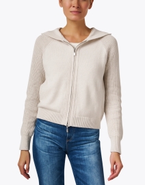 Front image thumbnail - Kinross - Beige Cotton Hoodie Sweater