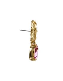 Back image thumbnail - Oscar de la Renta - Pink Crystal Drop Earrings